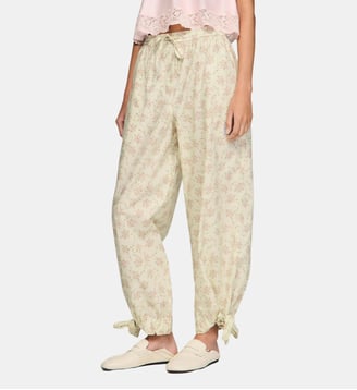 Pantalon large à imprimé fleurs - Sandro - Rose vert