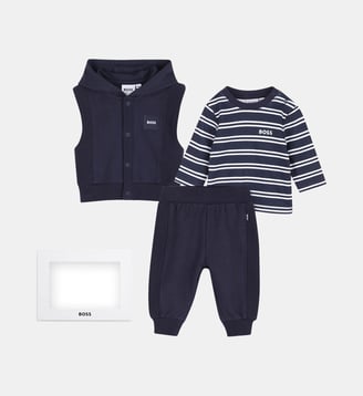 Ensemble pantalon, cardigan et tee-shirt - BOSS Kidswear - Bleu cargo