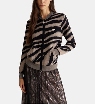 Cardigan en jacquard avec zip - Liu Jo - Noir