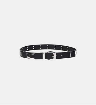 Ceinture en cuir avec clous rectangulaires 3 cm - Pinko - Noir limousine nickel brillant