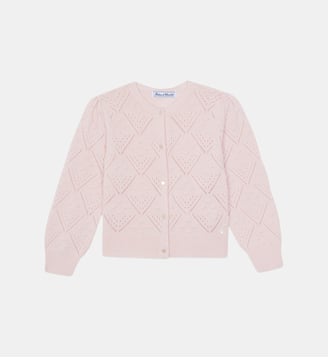 Cardigan - Rosée laine maille ajourée - Tartine Et Chocolat - Rose pâle