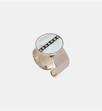 Bague fine ronde ajustable   - Hawaï - Satellite - Nacre blanc