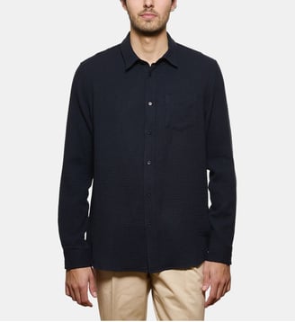 Chemise en gaze de coton marine coupe droite - Atelier Privé - Bleu marine