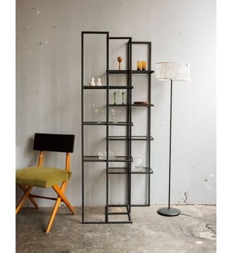 Grande étagère en métal et plexi fumé Isabelle N°229- Produit chiné - Debongout - Transparent
