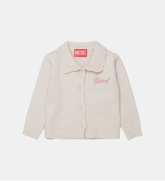 Cardigan en maille avec logo - Diesel Kids - Blanc cassé