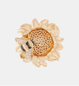 Broche tournesol et bourdon - Les Néréides - Jaune