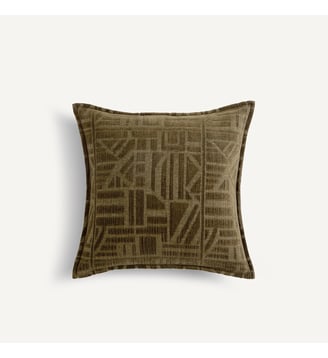 Housse de coussin chenille jacquard - AM.PM - Vert olive