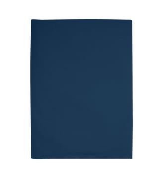 Drap plat en percale de coton lavé, DOUCEUR LAVÉE - Blanc Cerise - Bleu nuit