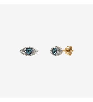 Boucles d'oreilles dorées eyes - KUCHI - Caroline Najman - Cristal blanc