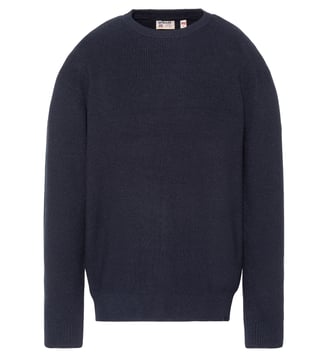Pull col rond en maille texturée - Schott - Bleu marine