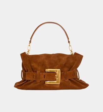 Sac Anthem Médium en cuir suédé - Balmain - Marron