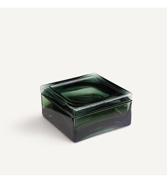 Boîte en verre soufflé à la bouche, hauteur 8 cm - AM.PM - Topaze