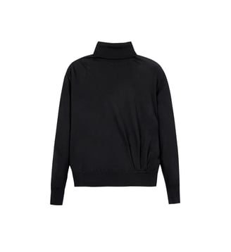 Pull col roulé tricot fin 100% laine - Ikks - Noir