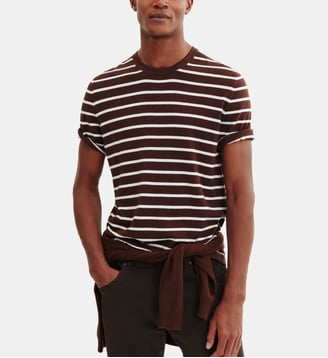 T-shirt ultrafin rayé - Bompard - Cafe et naturel