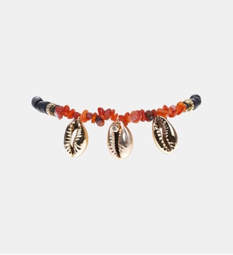 Bracelet de cheville perles avec coquillages pendentifs KORALIA - Hipanema - Noir