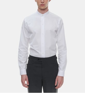 Chemise droite popeline de coton col officier - Fursac - Blanc