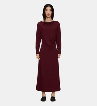 Robe ajustée bouclée à encolure bateau - Adolfo Dominguez - Prune