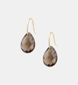 Boucles d'oreilles, quartz fume, or jaune - Morganne Bello - Or jaune