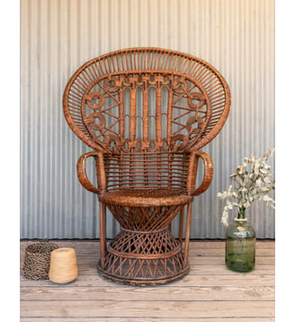 Grand fauteuil en osier Ernest N°1097- Produit chiné - Debongout - Bois foncé