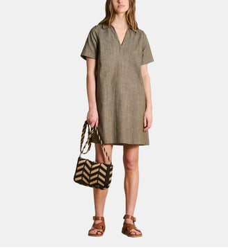 Robe courte chemise en jean à manches courtes La Fée Maraboutée