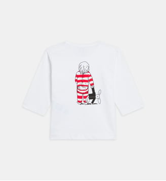 brassière en coton sérigraphié " bb. avec doudou" blanc - Agnès b. - Blanc
