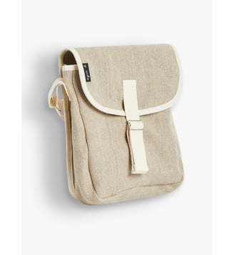 sacoche Anael en lin beige - Agnès b. - Marron ficelle