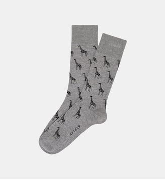 Chaussettes en fil d'écosse - Girafe Gris - Arthur - Gris
