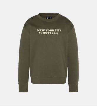 Sweatshirt imprimé col rond - Schott - Kaki