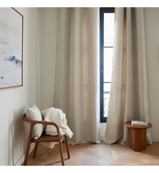 Rideau À Oeillets Tamisant Jacquard texturé et graphique - Madura - Ivoire et naturel