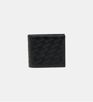 Portefeuille en cuir à logo embossé all-over - Diesel - Noir