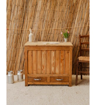 Grand coffre en bois Lucien N°207- Produit chiné - Debongout - Bois clair