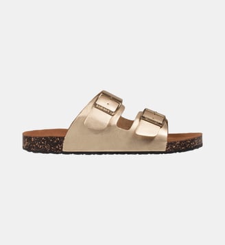 Sandales à doubles brides ultra confortables, semelle intérieure cuir - Isotoner - Doré