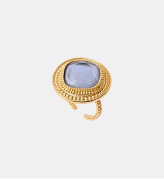 Bague cabochon   - Louise - Satellite - Blanc