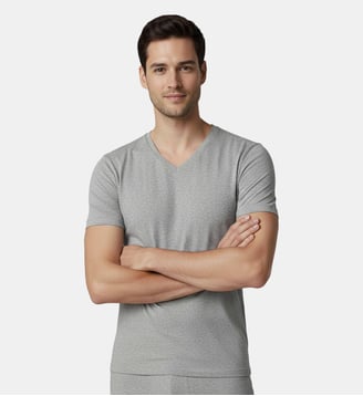 T-shirt Organic coton col V - Impetus - Gris