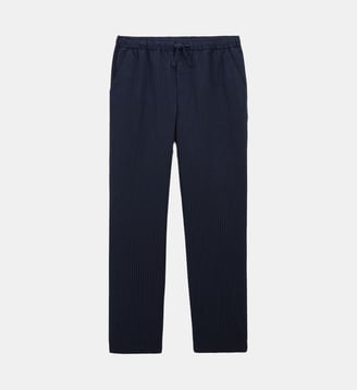 Pantalon 554 coupe tapered taille élastiquée à rayures - Serge Blanco - Bleu foncé