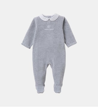 Dors-bien velours brodé Bébé - Cyrillus - Gris chine