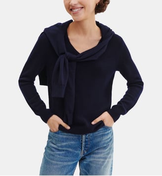 Pull droit en cachemire 4 fils - Bompard - Bleu marine