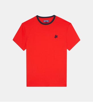 T-shirt en coton bicolore - Vilebrequin - Coquelicot