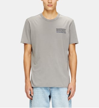 T-shirt délavée à l'acide avec bords bruts - Diesel - Gris clair
