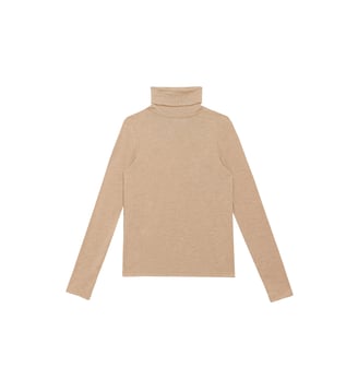 T-shirt manches longues col roulé uni TOVA - La Petite Etoile - Camel