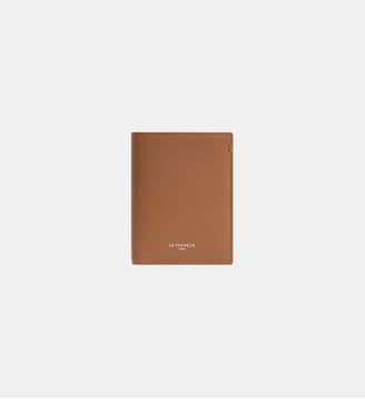 Portefeuille vertical zippé moyen modèle Lucien en cuir grainé - Le Tanneur - Beige foncé