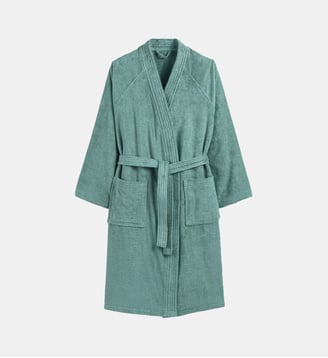 Peignoir éponge col kimono 450g/m² - La Redoute Interieurs - Eucalyptus