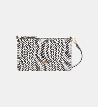 Polka dot leather evening bag with shoulder strap - Pinko - Blanc