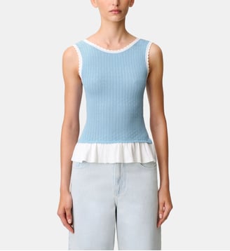 Top maille col rond - Claudie Pierlot - Bleu nuage