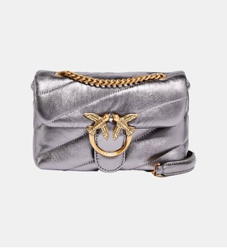 Sac à bandoulière baby love bag puff en cuir nappa lamé - Pinko - Gris
