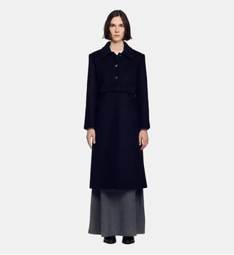 Manteau en laine effet 2-en-1 - Sandro - Noir