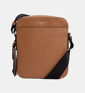 Petite sacoche zippée Emile en cuir grainé - Le Tanneur - Marron tan