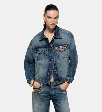 Veste en denim avec spille bijou - Liu Jo - Denim bleu foncé