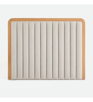Tête de lit rembourrée, plaqué chêne et tissu texturé - La Redoute Interieurs - Beige