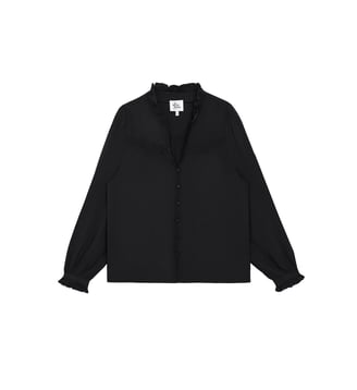 Blouse manches longues col v uni BOWEN - La Petite Etoile - Noir